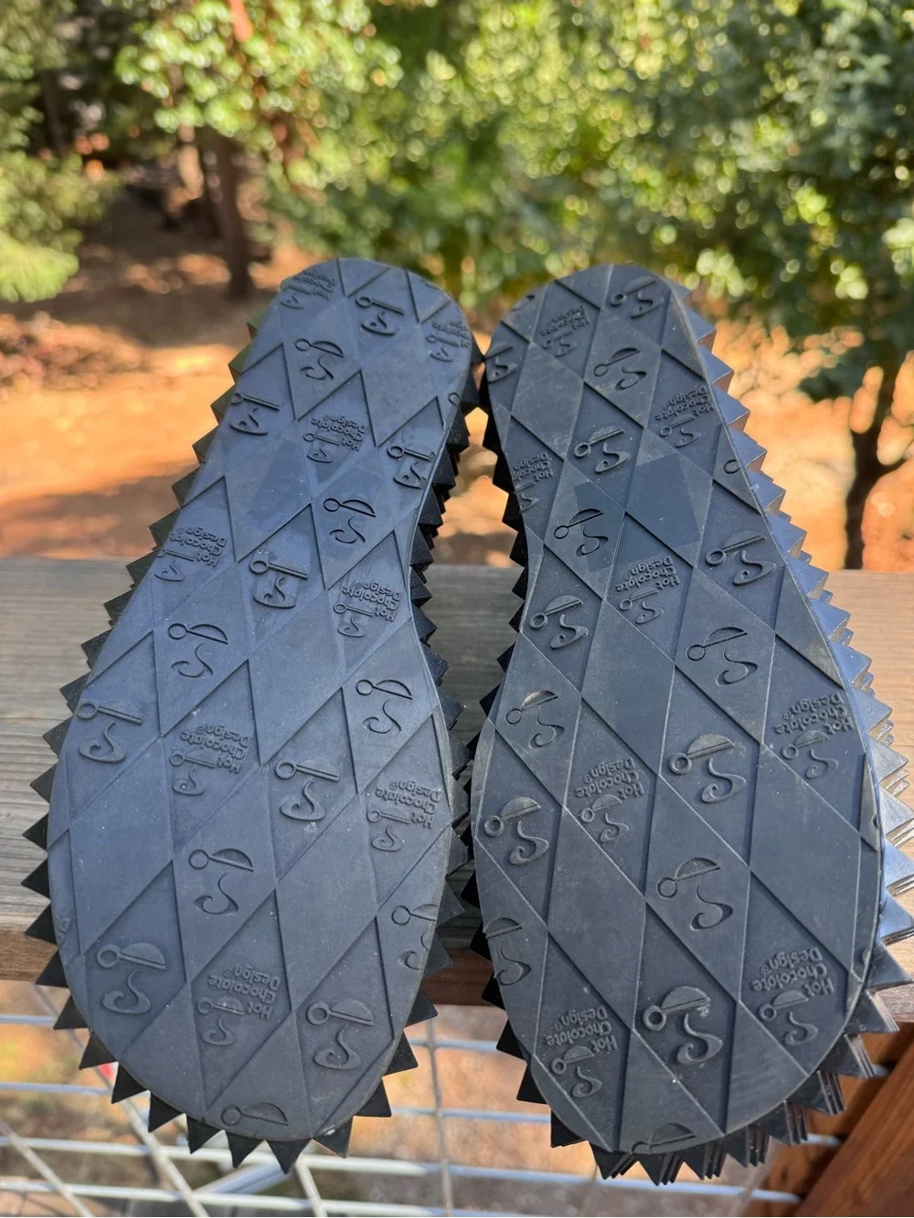Choclaticas Black Cobra Patent Platform Mary Janes with Geometric Stud Sole
